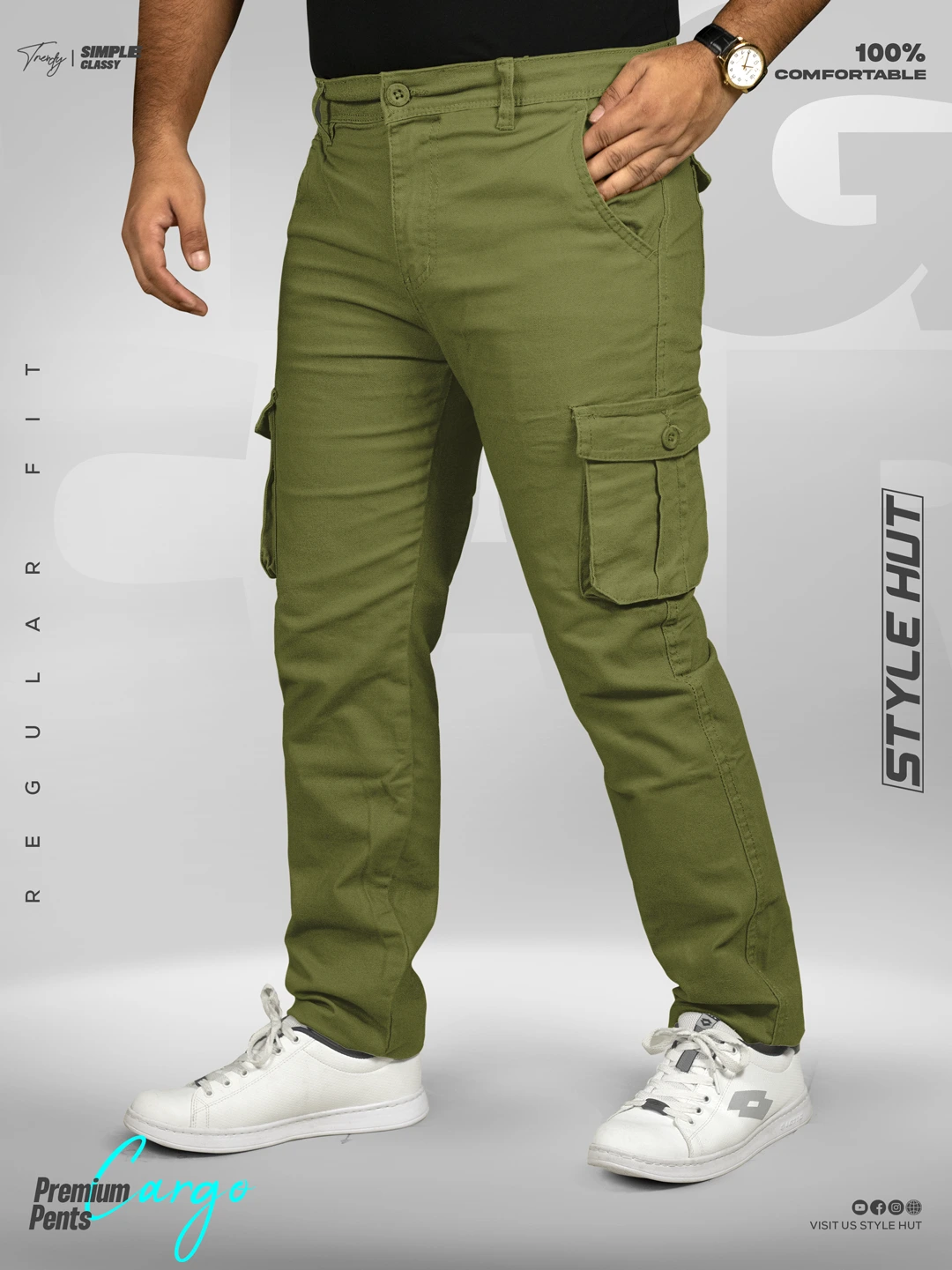 Olive Metallic Cargo Pant